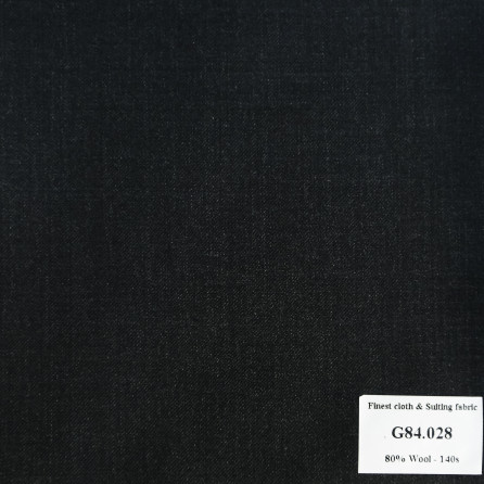 G84-028 Kevinlli V7 - Vải Suit 80% Wool - Đen Trơn